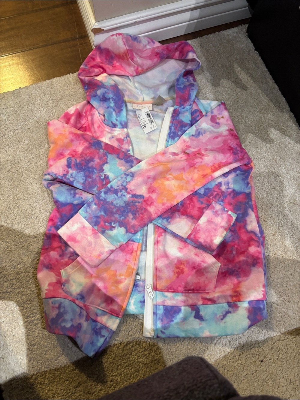 The Children's Place Tie-Dye Hooded Zip Jacket - Pink, Purple, Blue